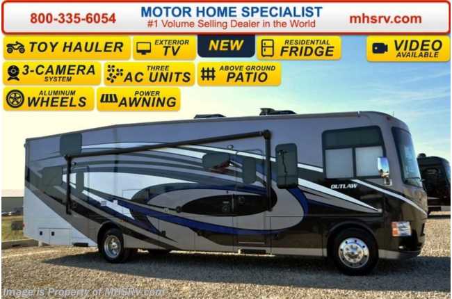 2016 Thor Motor Coach Outlaw Toy Hauler 37LS 26 K Chassis, Patio, 3 TV, Pwr. Bunk &amp; 3 A/Cs