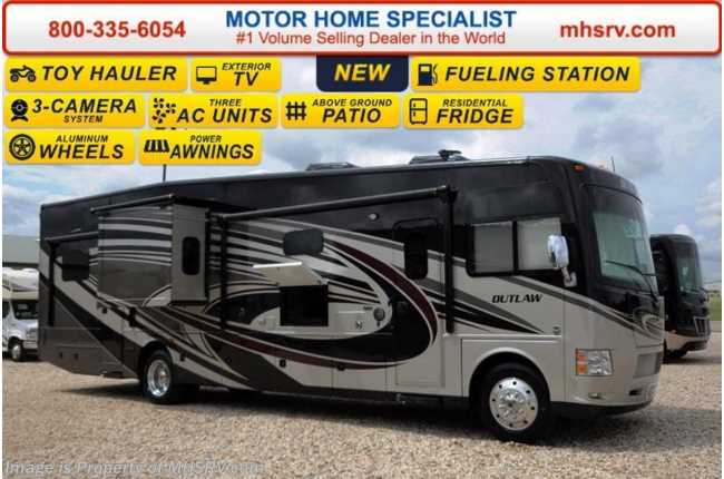2016 Thor Motor Coach Outlaw Toy Hauler 37RB 26K Chassis, Patio, 4 TV, Pwr Bunk &amp; 3 A/C