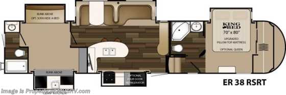 2016 Heartland RV ElkRidge 38RSRT Resort Bunk House RV W/2 Full Baths Floorplan
