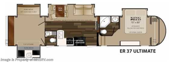 2016 Heartland RV ElkRidge 37ULTIMATE Bunk House W/4 Slides, Camp Kitchen Floorplan