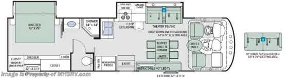 2016 Thor Motor Coach Miramar 34.4 W/Ext Kitchen, King Bed &amp; Theater Seats Floorplan