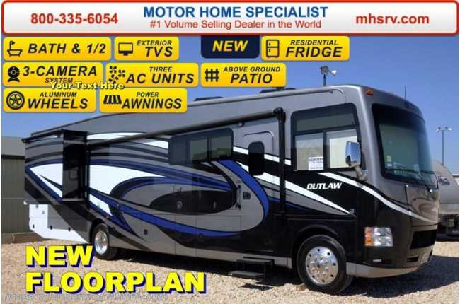 2016 Thor Motor Coach Outlaw Residence Edition 38RF Res Fridge, Bath &amp; 1/2, 4 TVs, 26K Chassis