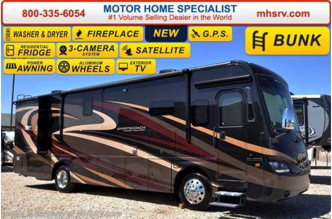 2017 Sportscoach Cross Country SRS 360DL 340HP, Salon Bunk, Stack W/D, GPS