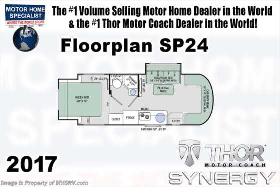 2017 Thor Motor Coach Synergy SP24 Sprinter Diesel RV for Sale W/Dsl Gen Floorplan
