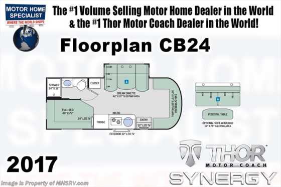 2017 Thor Motor Coach Synergy CB24 Sprinter Diesel RV for Sale W/Dsl Gen Floorplan