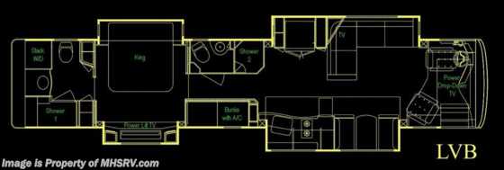 2017 Foretravel Realm FS6 FS6 Luxury Villa Bunk (LVB) 2 Full Baths Floorplan