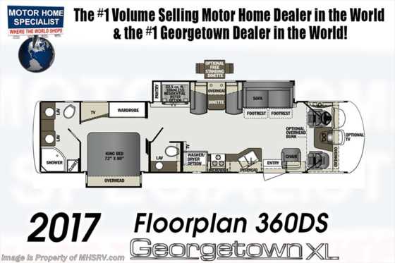 2017 Forest River Georgetown XL 369DS Bath &amp; 1/2 RV for Sale W/Ext. TV &amp; W/D Floorplan