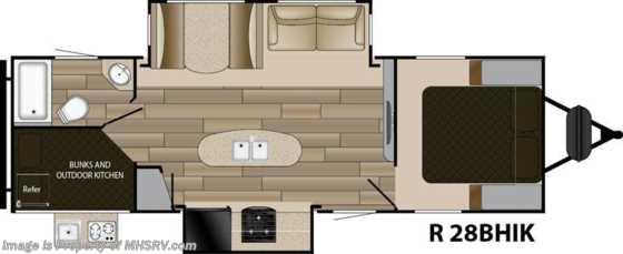 2017 Cruiser RV Radiance Touring 28BHIK Bunk House RV for Sale W/Ext Kitche Floorplan