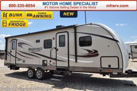 /TX 10-17-17 &lt;a href=&quot;http://www.mhsrv.com/travel-trailers/&quot;&gt;&lt;img src=&quot;http://www.mhsrv.com/images/sold-traveltrailer.jpg&quot; width=&quot;383&quot; height=&quot;141&quot; border=&quot;0&quot; /&gt;&lt;/a&gt;    
MSRP $38,900. The 2017 Cruiser RV Radiance travel trailer model 28BHSS with slide. This beautiful travel trailer features the Radiance, Tour Edition, Radiant exterior &amp; interior packages as well as the extended seasons RVing package. A few features from this impressive list of packages include a residential refrigerator, solid surface kitchen counter top, stainless steel appliances, LED lighting, electric stabilizer jacks, power tongue jack, EZ-Flex suspension system, magnetic door catch, pass-thru storage, aluminum rims, upgraded graphics, black tank flush, tinted windows, detachable power cord, vaulted ceiling, solid hardwood raised panel cabinet doors, residential-style furniture, 3 burner range, heated &amp; enclosed underbelly, high output furnace and much more. Additional options include a LED TV with bracket and a 15.0K BTU A/C. For more complete details on this unit and our entire inventory including brochures, window sticker, videos, photos, reviews &amp; testimonials as well as additional information about Motor Home Specialist and our manufacturers please visit us at MHSRV.com or call 800-335-6054. At Motor Home Specialist, we DO NOT charge any prep or orientation fees like you will find at other dealerships. All sale prices include a 200-point inspection and interior &amp; exterior wash and detail service. You will also receive a thorough RV orientation with an MHSRV technician, an RV Starter&#39;s kit, a night stay in our delivery park featuring landscaped and covered pads with full hook-ups and much more! Read Thousands upon Thousands of 5-Star Reviews at MHSRV.com and See What They Had to Say About Their Experience at Motor Home Specialist. WHY PAY MORE?... WHY SETTLE FOR LESS?