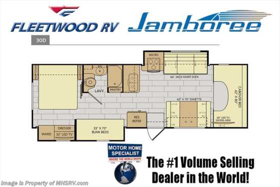 2017 Fleetwood Jamboree 30D Bunk Model RV for Sale at MHSRV.com Floorplan