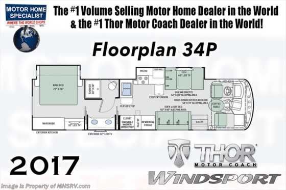 2017 Thor Motor Coach Windsport 34P RV for Sale at MHSRV W/King Bed &amp; OH Loft Floorplan