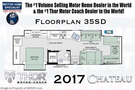 2017 Thor Motor Coach Chateau Super C 35SD Super C RV for Sale at MSHRV W/ Cabover Ent Floorplan