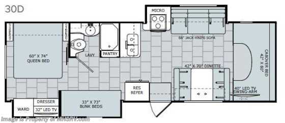 2017 Holiday Rambler Vesta 30D Class C Bunk House RV for Sale at MHSRV.com Floorplan