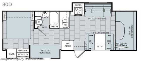 2017 Holiday Rambler Vesta 30D Class C Bunk Model RV for Sale at MHSRV Floorplan