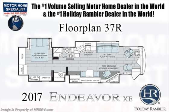 2017 Holiday Rambler Endeavor XE 37R RV for Sale at MHSRV.com W/360HP, Sat Floorplan