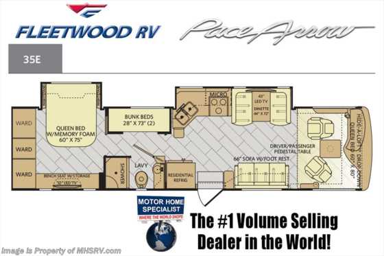 2017 Fleetwood Pace Arrow 35E Bunk House RV for Sale @ MHSRV.com W/Sat & W/D Floorplan