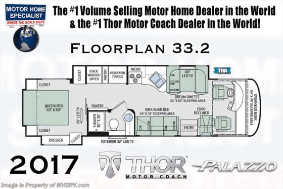 2017 Thor Motor Coach Palazzo 33.2 Diesel Pusher RV for Sale @ MHSRV.com Floorplan