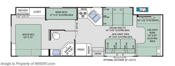 2017 Thor Motor Coach Four Winds 31E Bunk Model RV for Sale at MHSRV W/3 Cams Floorplan