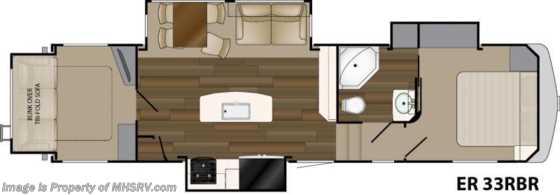 2017 Heartland RV ElkRidge 33RSR W/Pwr Salon Bunk, 2 A/C Luxury Fifth Wheel Floorplan