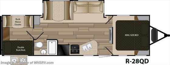 2017 Cruiser RV Radiance Ultra-Lite 28QD Bunk Model W/King Bed, 2 A/Cs Floorplan