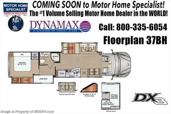 2018 Dynamax Corp DX3 37BH Super C Bunk W/Cab Over, Theater Seats Floorplan