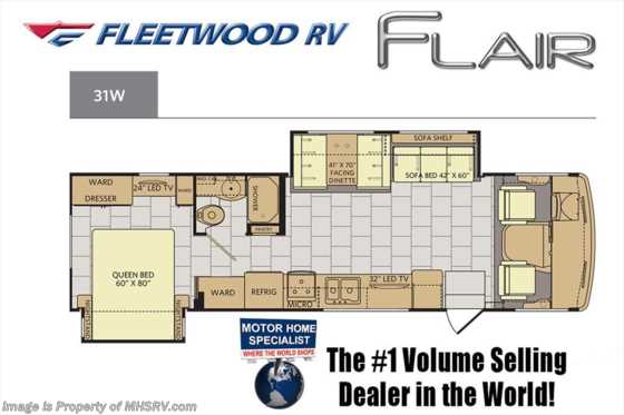 2017 Fleetwood Flair LXE 31W W/Sat, Res. Fridge, OH Loft, 2 A/Cs Floorplan