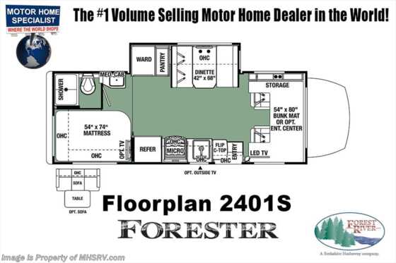 2018 Forest River Forester MBS 2401S Sprinter Diesel RV for Sale at MHSRV Dsl Gen Floorplan