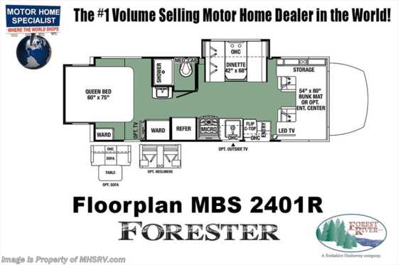2018 Forest River Forester MBS 2401R Sprinter Diesel RV W/ Theater Seats Floorplan