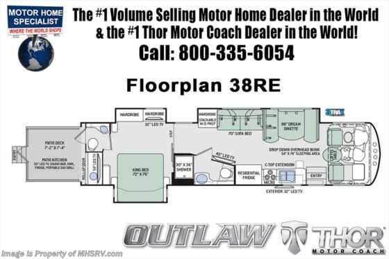 2018 Thor Motor Coach Outlaw Residence Edition 38RE Bath &amp; 1/2 RV for Sale at MHSRV.com Floorplan
