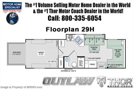 2018 Thor Motor Coach Outlaw Toy Hauler 29H Class C Toy Hauler RV for Sale at MHSRV.com Floorplan