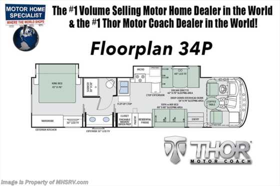 2018 Thor Motor Coach Windsport 34P RV for Sale @ MHSRV.com W/King Bed &amp; Dual Sink Floorplan