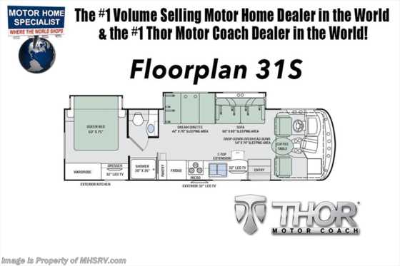 2018 Thor Motor Coach Windsport 31S RV for Sale @ MHSRV.com W/Dual A/C &amp; 5.5 Gen Floorplan