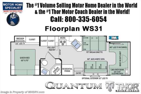 2018 Thor Motor Coach Quantum WS31 for Sale MHSRV.com W/Front Entertainment Floorplan