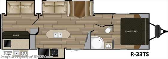 2018 Cruiser RV Radiance Ultra-Lite 33TS Bunk Model W/King Bed Floorplan