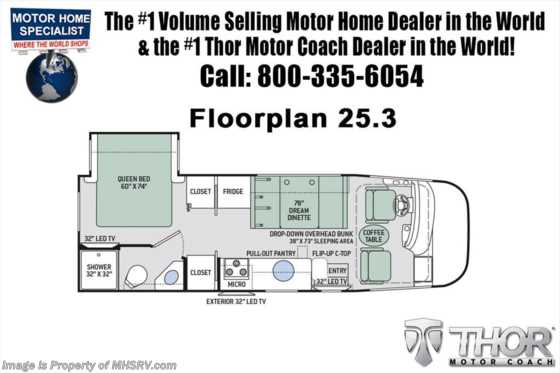 2018 Thor Motor Coach Vegas 25.3 RUV for Sale at MHSRV.com W/15K A/C &amp; IFS Floorplan