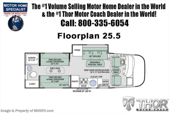 2018 Thor Motor Coach Vegas 25.5 RUV for Sale at MHSRV W/15K A/C, IFS, King Floorplan