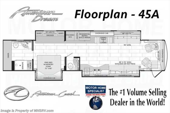 2017 American Coach American Dream 45A 600HP Bath &amp; 1/2 Luxury RV W/Ultra Steer Floorplan