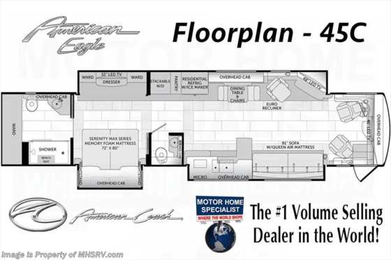 2017 American Coach American Eagle 45C Heritage Edition Luxury Bath &amp; 1/2 Floorplan
