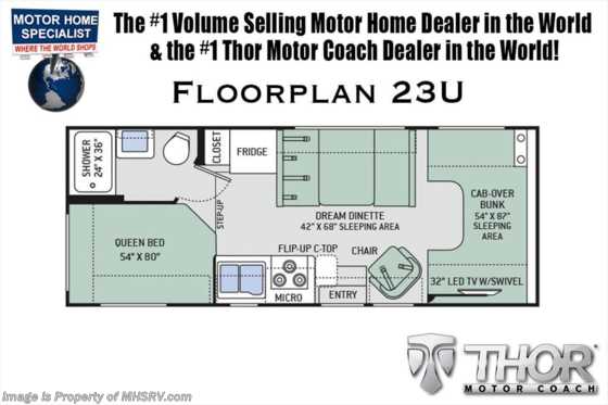 2018 Thor Motor Coach Four Winds 23U RV for Sale at MHSRV W/15K A/C, Stabilizing Floorplan