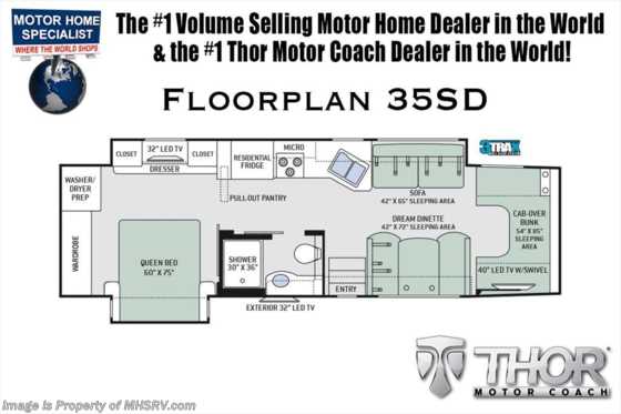 2018 Thor Motor Coach Chateau Super C 35SD RV for Sale W/330HP, 10K Hitch & OH Loft Floorplan