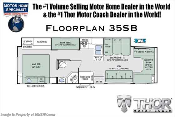 2018 Thor Motor Coach Chateau Super C 35SB Bunk House RV for Sale W/330HP & 10K Hitch Floorplan