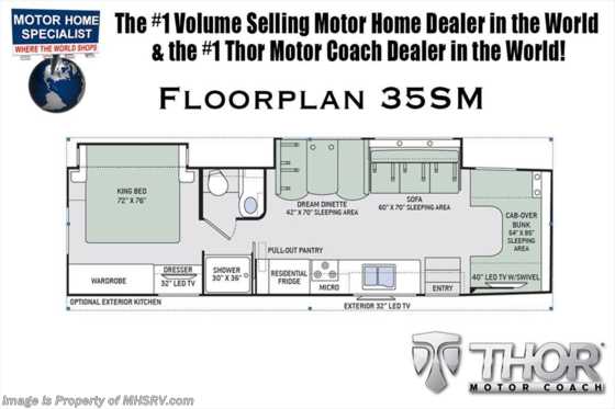 2018 Thor Motor Coach Four Winds Super C 35SM RV for Sale W/330HP, 10K Hitch & OH Loft Floorplan