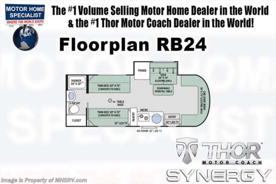 2018 Thor Motor Coach Synergy RB24 Sprinter RV for Sale W/Dsl Gen &amp; Summit Pkg Floorplan
