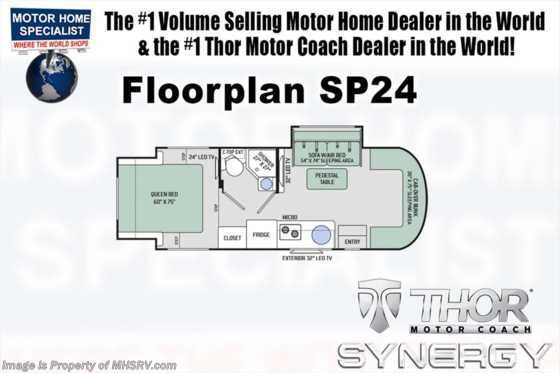 2018 Thor Motor Coach Synergy SP24 Sprinter RV for Sale W/Dsl. Gen &amp; Summit Pkg Floorplan