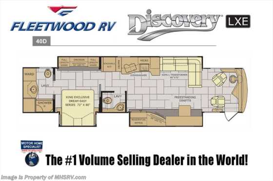 2018 Fleetwood Discovery LXE 40D Bath &amp; 1/2 for Sale at MHSRV W/Sat, King Floorplan