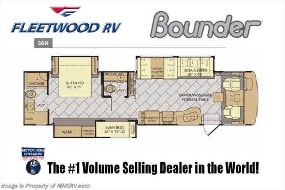 2018 Fleetwood Bounder 36H Bunk Model, Bath &amp; 1/2 RV for Sale W/LX. Pkg Floorplan