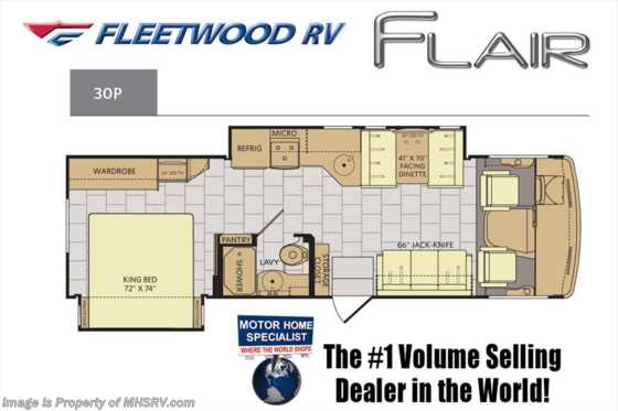 2018 Fleetwood Flair 30P RV for Sale at MHSRV W/King, 2 A/Cs, 5.5KW Gen Floorplan