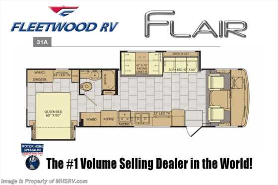 2018 Fleetwood Flair 31A RV for Sale at MHSRV.com W/2 A/Cs &amp; 5.5 Gen Floorplan