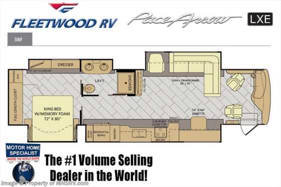 2018 Fleetwood Pace Arrow LXE 38F RV for Sale at MHSRV.com W/King Bed &amp; Sat Floorplan