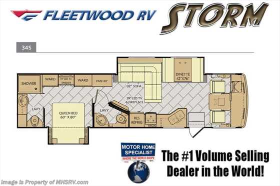 2018 Fleetwood Storm 34S Bath &amp; 1/2 RV for Sale at MHSRV.com W/Sat, W/D Floorplan